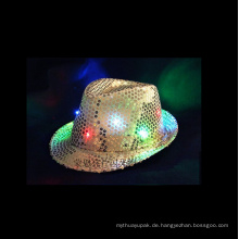 LED Flashing Fedora Pailletten Hut Neon Farbe